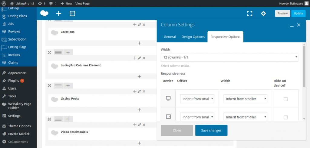 visual composer responsive columns explained