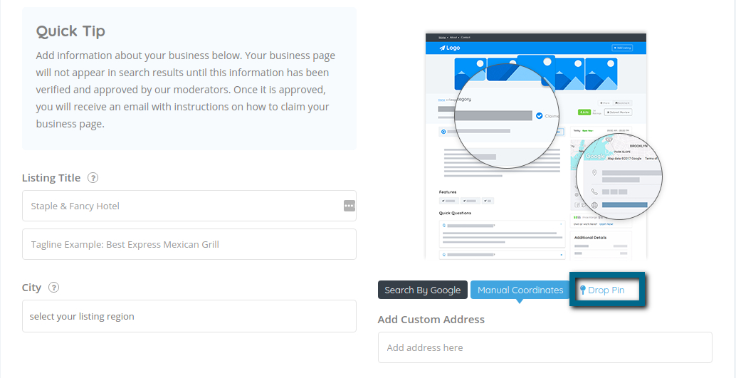 How the Drop-pin work on Maps? – ListingPro Documentation